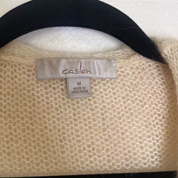 Caslon Ivory Knit Mohair Blend Waterfall Collar Cardigan Sweater size medium - Picture 3 of 7